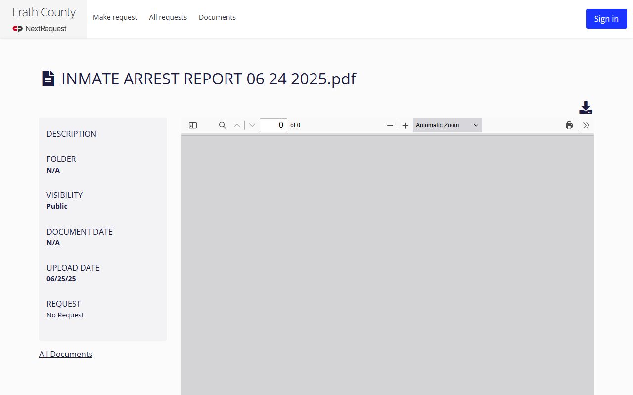 Erath County jail mugshots inmate arrest report public document page