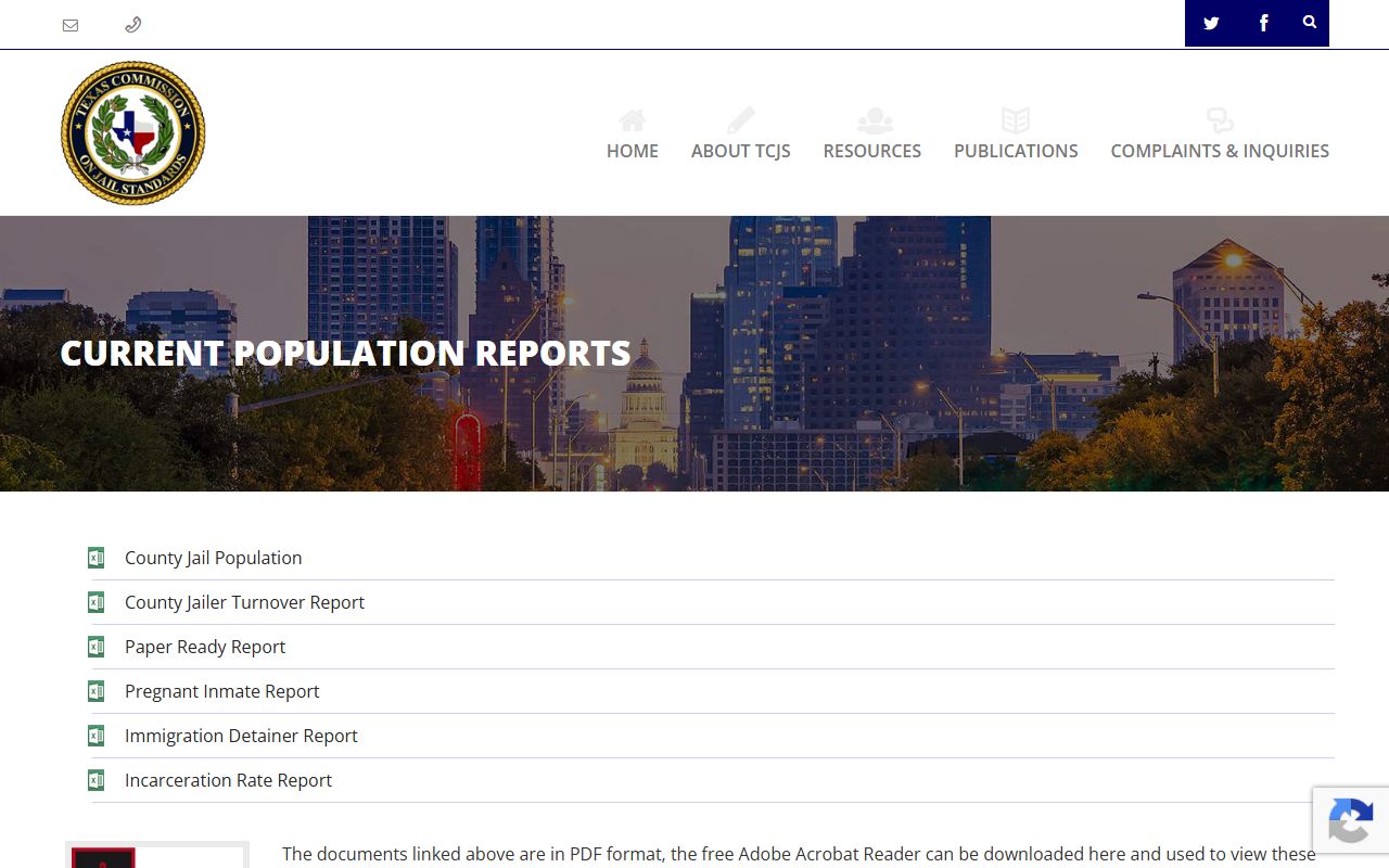 Texas TCJS population reports for Erath County inmate population data